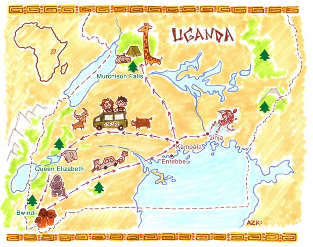 Mapa itinerario Uganda
