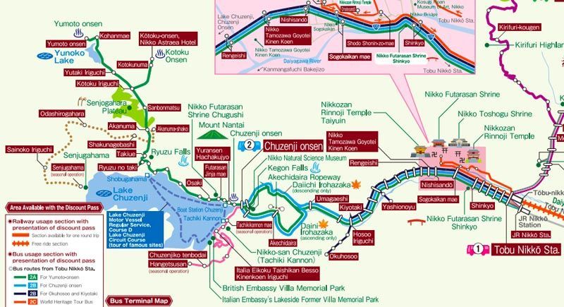 MAPA PARADA BUS NIKKO Y OKUNIKKO