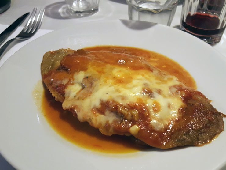Donde comer bien en Roma Berenjena a la parmigiana