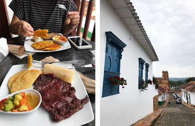 Comida en el restaurante El Puntal de Barichara, Colombia.